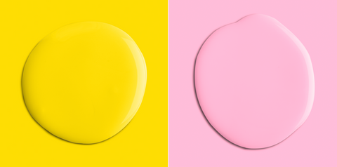 colour combination of bright yellow and pastel bubblegum pink paint colours