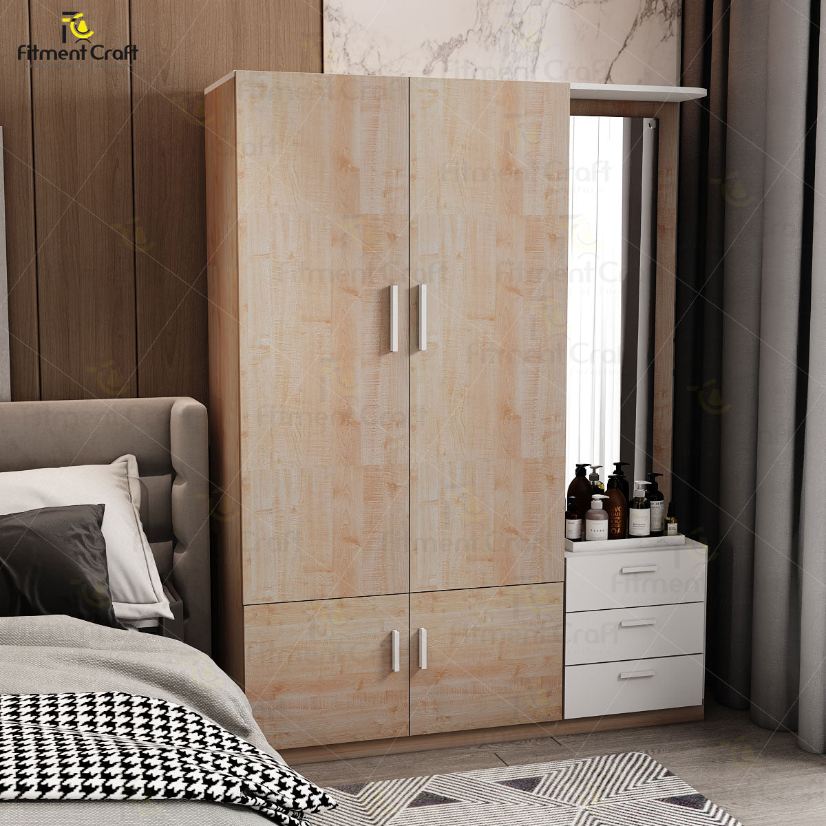 Modern Dressing Table With Wardrobe / Clothes Cabinet | DTV3-001
