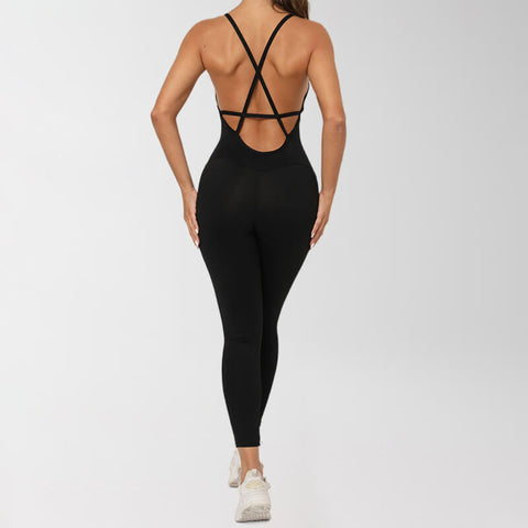 Women's Butt Lifting Yoga Jumpsuit Backless Sport Romper