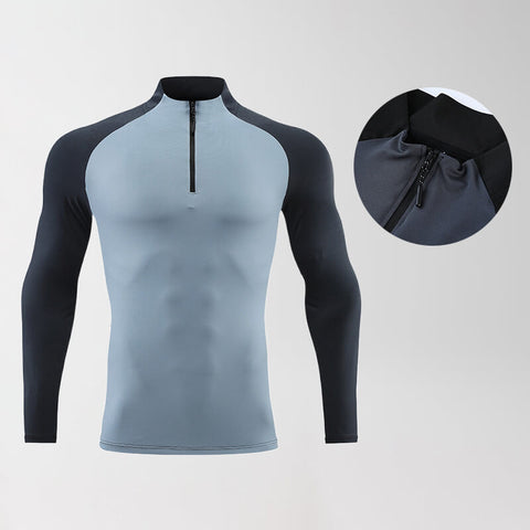 Stand Collar Half Zipper Workout Shirt for Men