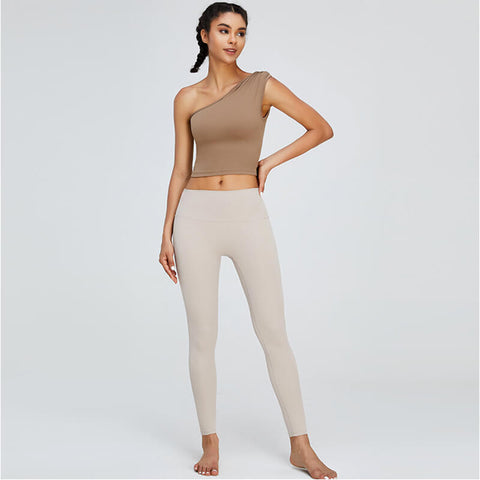 One Shoulder Crop Tops with Removable Pad