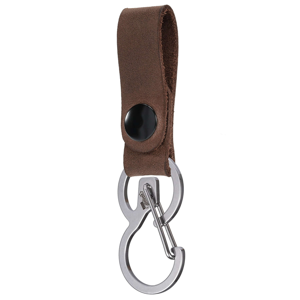 2pc Metal Carabiner Clip Keychain, Stainless Steel With Leather