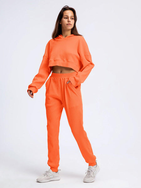 Orange Casual Hoodies Sweat Suit