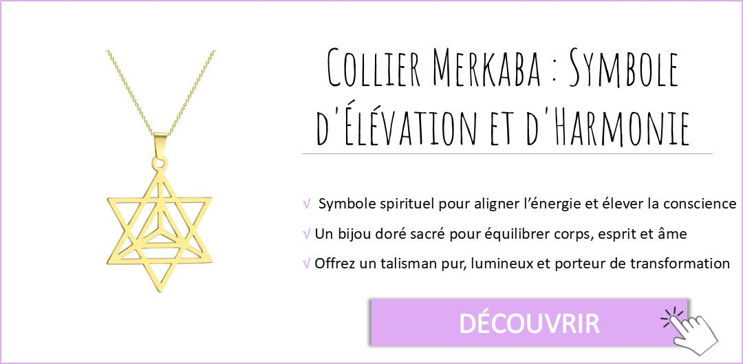Collier Merkaba doré sans fond, symbole spirituel d’élévation et d’harmonie