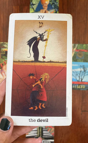 The Devil Tarot card from the sun and moon tarot deck