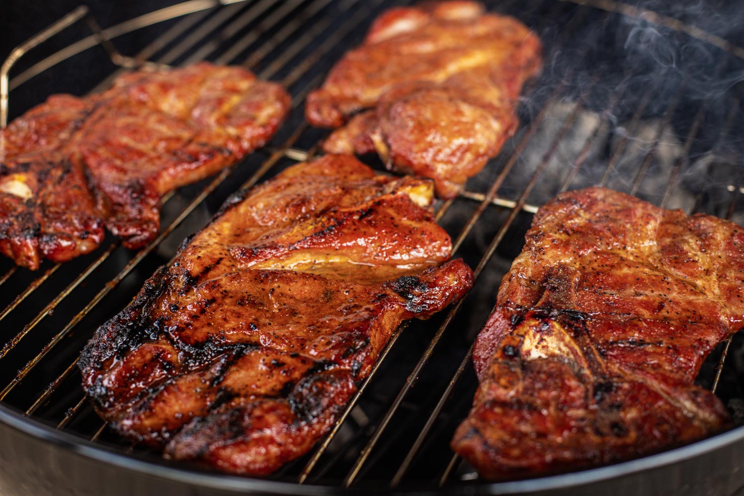 Pork Steaks on Grill