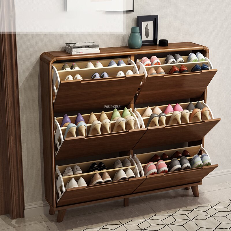 Shoe Cabinets Ultra Thin Wooden Furniture Large Capacity Tipping Shoe –  Thetrendwillout