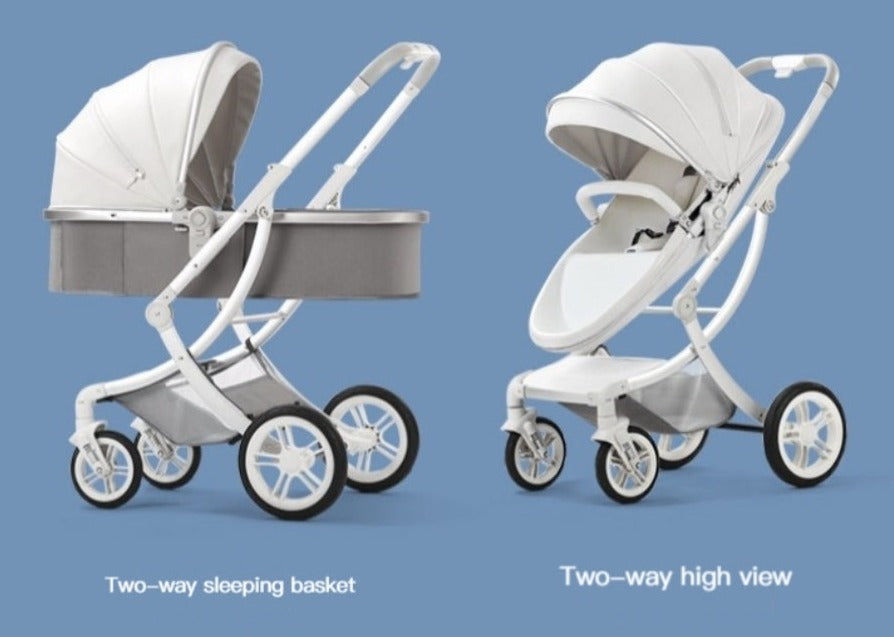 Baby Stroller Plus Car Seat Eggshell Newborn Baby Kinderwagen Leather Baby High Landscape Carriage