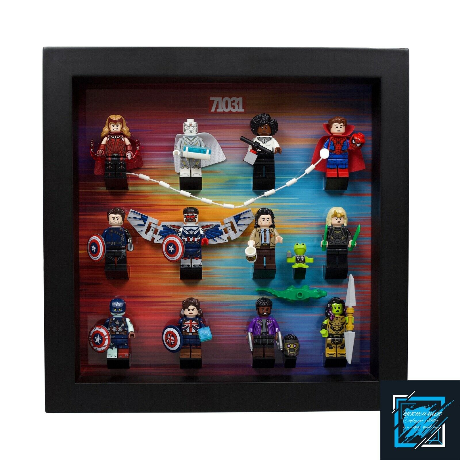 Brickohaulic Black Display Frame Case for Marvel Studios Minifigures 71031