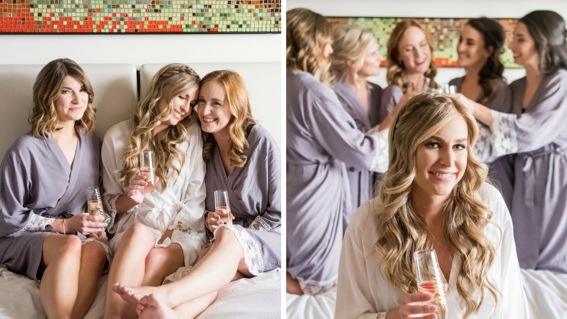 bridesmaids smile and hang out getting ready before the wedding ceremony in Vegas Country club.