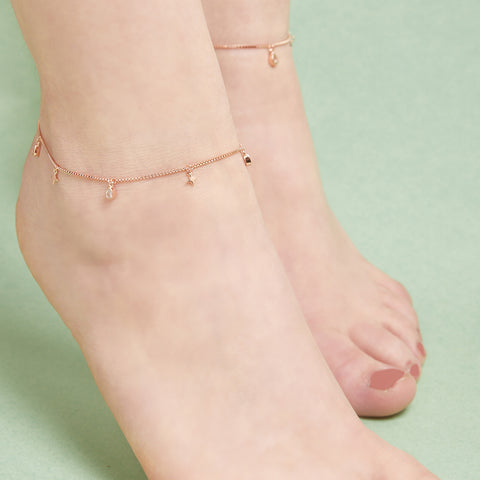 5 Diamond Mini Teardrop Chain Anklet — EF Collection®