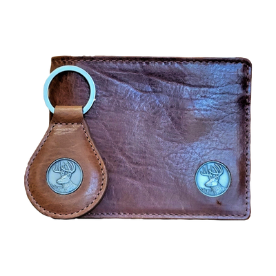Waxy Leather RFID Wallet & Key Ring Set Brown: W-85