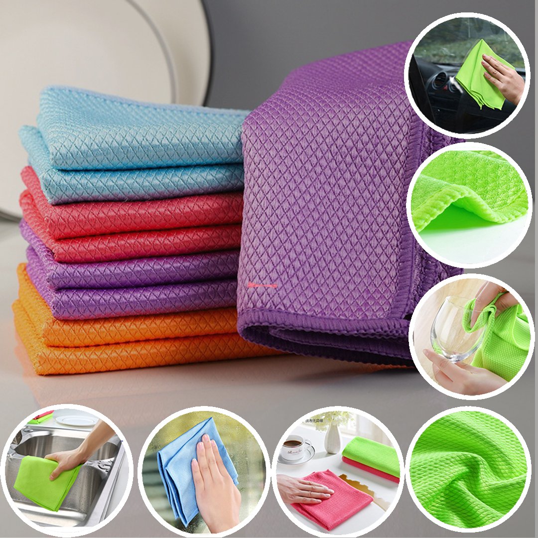 Reusable Lint-Free Absorbent Towel Screens Used to Clean Mirrors 5, 10 x 10 inch 5Pcs Nanoscale Cleaning Cloth Dishes Cars Glass Streak-Free Miracle Cleaning Cloths 