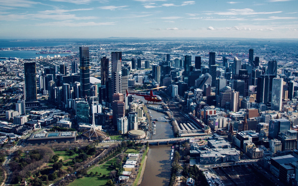 Melbourne City Scenic Flight with Rotor One - Red Helicopter over Melbourne