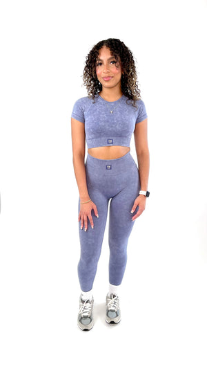 Cloud Crop Top Legging Set- Lagoon Blue - Young and Waistless