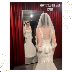 Sexy Bruidsjurk wordt romantisch met een sluier Betaalbare bruidsmode Delft Westland