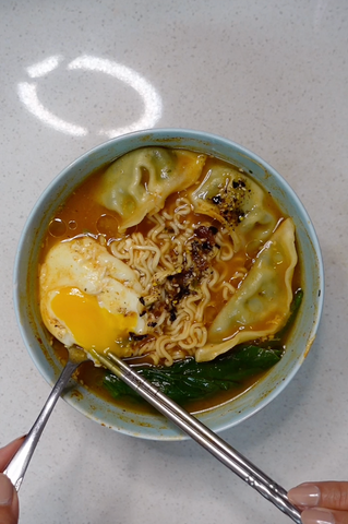 Microwave Ramen Hack - Dumplings, Ramen, & Egg