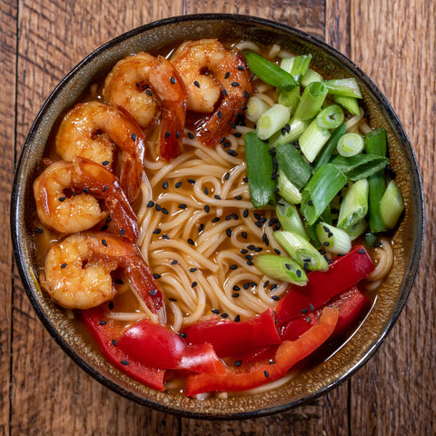 SRIRACHA GLAZED SHRIMP RAMEN