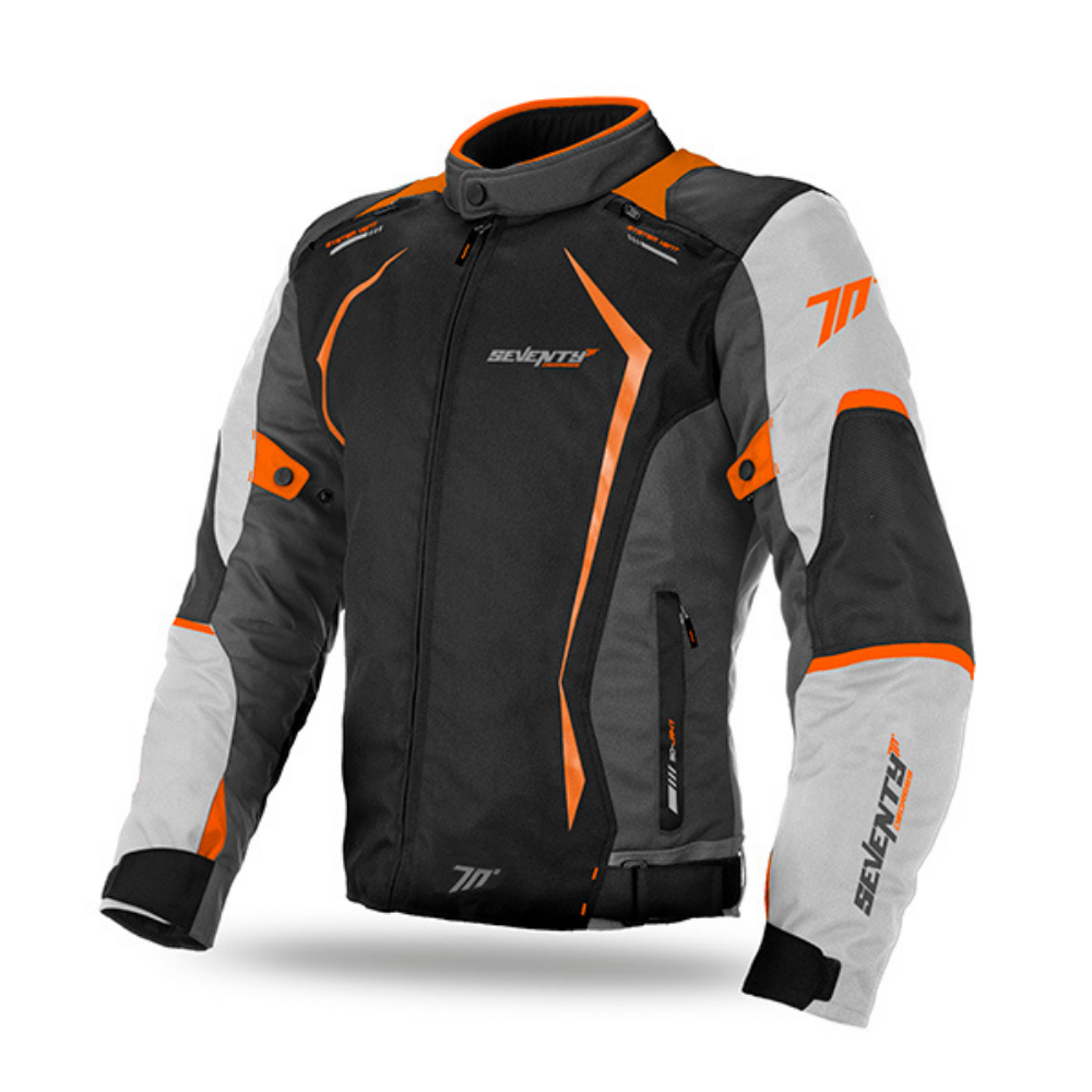 Chaqueta para Moto Seventy SD-JR47 Hombre Gris Oscuro / Naranjo Bikesport