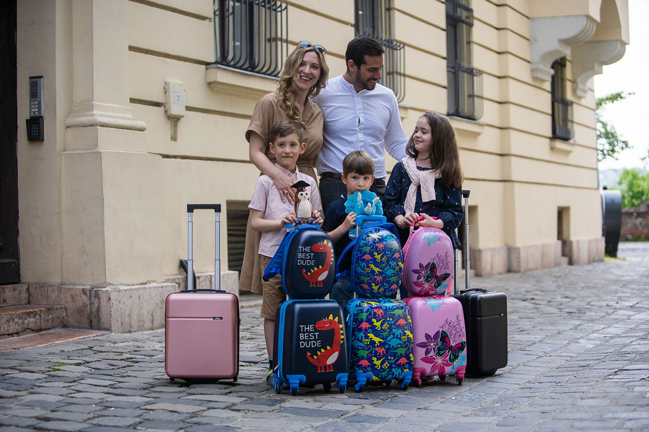 Bontour 2 Stück Kinderkofferset, Rucksack + Kindertrolley Reisegepäck (Schmetterling)