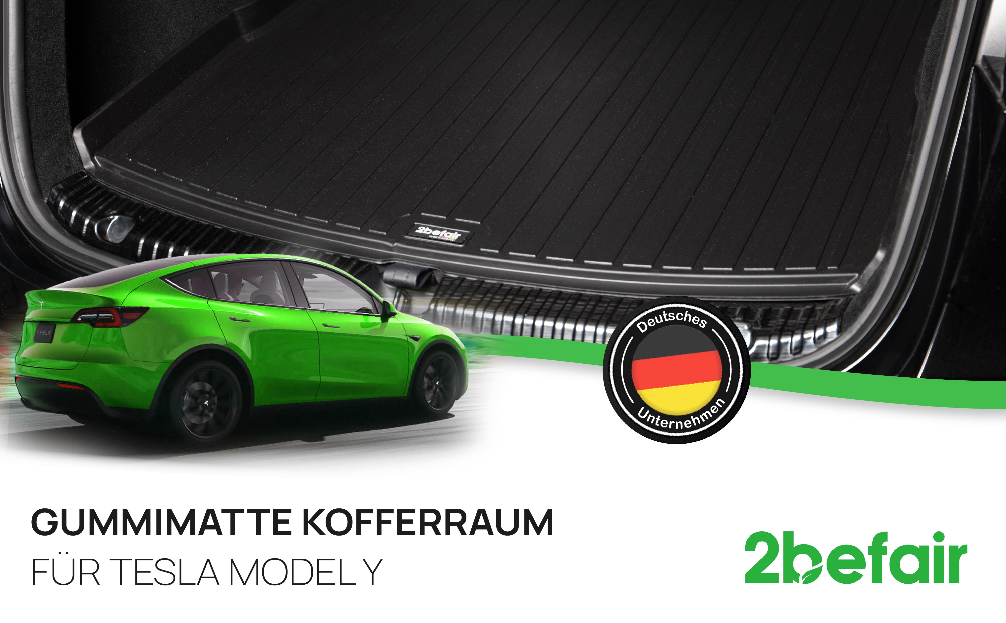 2befair Gummimatte Kofferraum für das Tesla Model Y