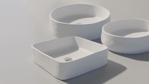 Conscious range by Nood Co, featuring the perfectly imperfect Mill, Cast and Slip basins.