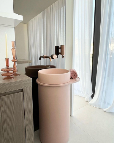 Blush Pink Bowl Cylinder with Blush Pink Tray.