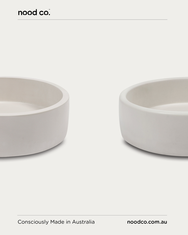 Image featuring Hoop and Bowl basins in Ivory with Hoop being on the left and Bowl being on the right, showing the basin profiles.