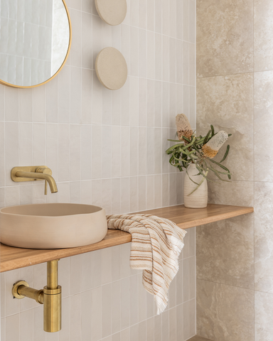 DNA of Design Mediterranean bathroom featuring Mill basin in the colour Nood.