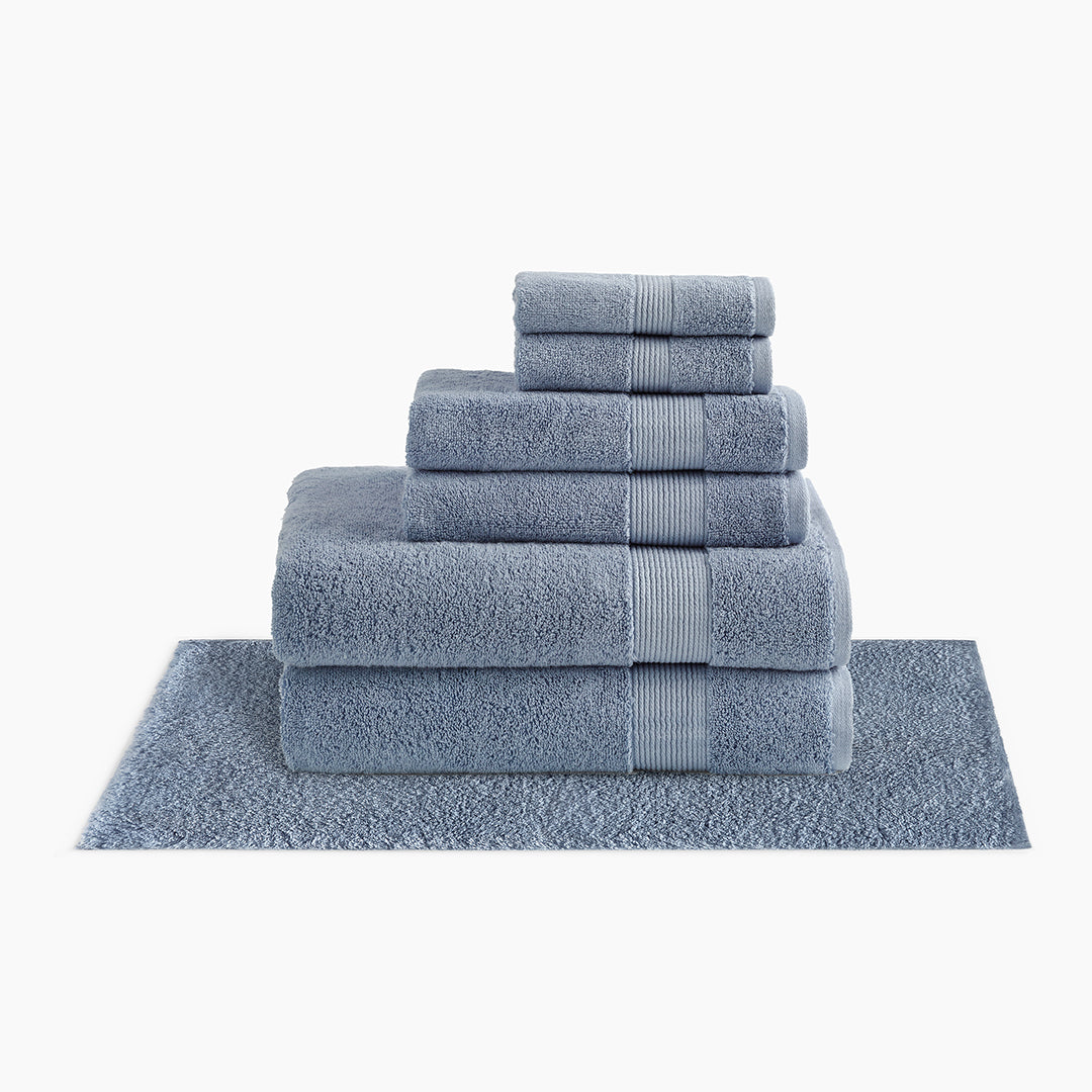 Under The Canopy Plush Reversible Organic Bath Rug - Blue Fog Blue Fog / Small