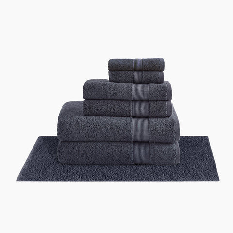 Under The Canopy Textured Organic Bath Rug Bundle - Charcoal, Charcoal / Set with Standard Bath Rug Set with Standard Bath Rug Charcoal