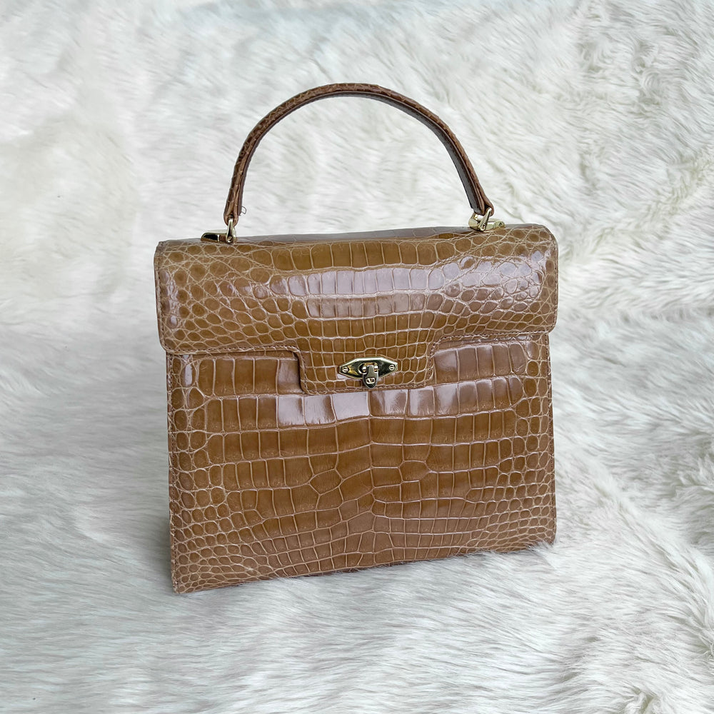 evaluerbare gårdsplads tit 1990s Valentino Garavani Crocodile Top Handle Kelly Style Bag – Adore Adored