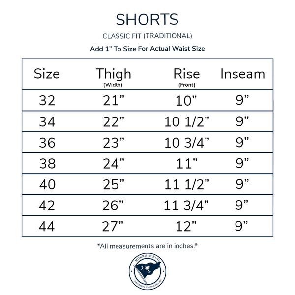 Shorts Size Chart – Morris and King