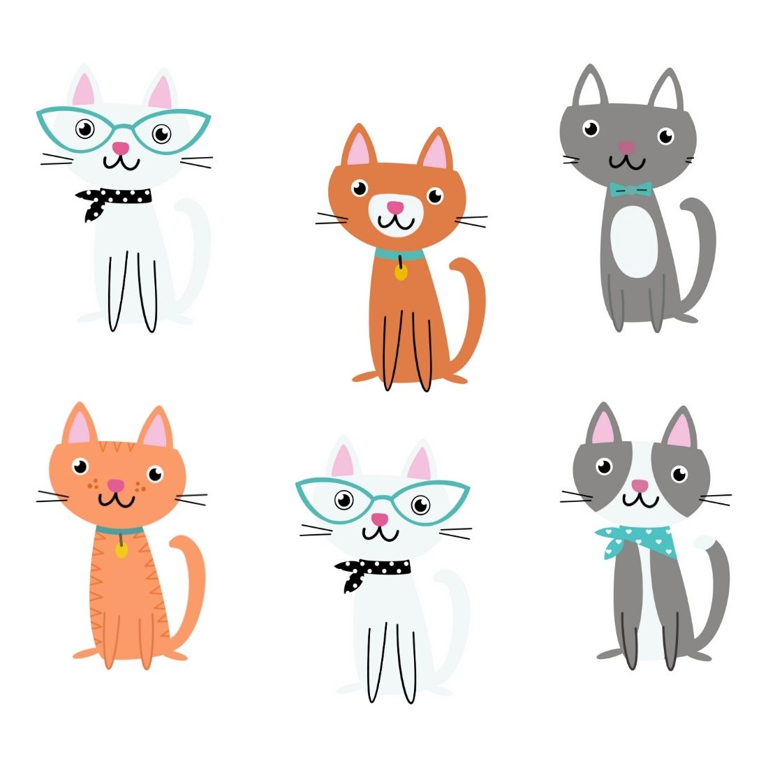 PartyDecor Mall - Kitty Theme Cutout (6 inches/250 GSM Cardstock/Mixcolour/12Pcs)