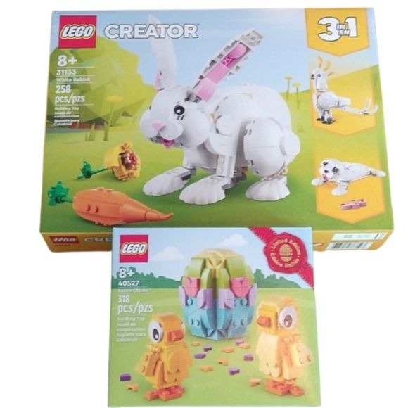 Lego 31133 White Rabbit 3-in-1 and 40527 Easter Egg and Chicks, 2 set bundle