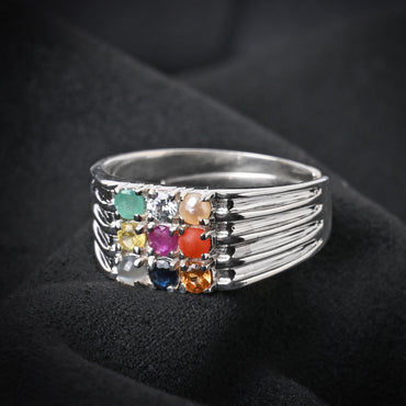Buy Natural Certified Navaratna Ring 925 Sterling Silver Navaratna Stone  Ring Astrological Purposes Ring, Multi-color Ring, Gift for Her Online in  India - Etsy