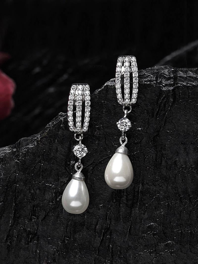 Buy Pearl Cluster Drop Earrings Elegant Affordable Bridal Online in India   Etsy