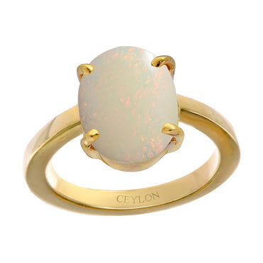 Yellow Gold Oval Opal Ring - Bopies Diamonds & Fine Jewelry