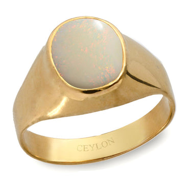 Fire opal gold ring natural fire opal stone with gold ring