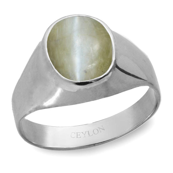 cat eye stone silver ring