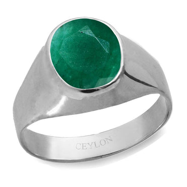 Buy 4.25 Carat Natural Emerald/Panna Stone Silver Plated Ring Unheated  Untreated Panna Precious Stone Ring By CEYLONMINE Online - Get 74% Off