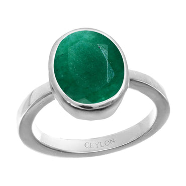 Natural Emerald Gemstone Ring Oval Faceted Emerald Ring 925 Sterling Silver  Ring — Discovered