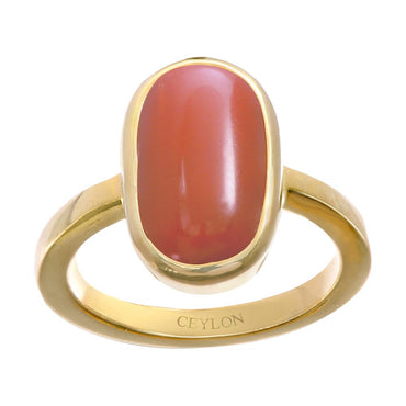 Men Red Coral Signet Ring in Gold | Eredi Jovon Venice