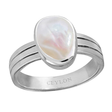 STERLING SILVER/9ct.GOLD RING with natural white pearl stone |  kosznikjewellery