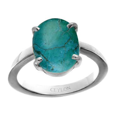 Buy Ceylonmine- Turquoise/Firoza 9.5 Ratti Stone Pure Silver Ring(Firoza  Anguthi) Igi Turquoise Good Quality Stone Ring For Men & Women Online - Get  60% Off