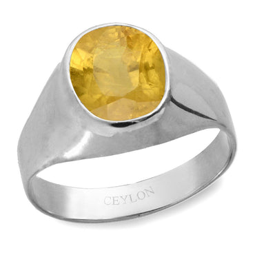 Natural Yellow Sapphire (Pukhraj) Gemstone Ring - Shraddha Shree Gems