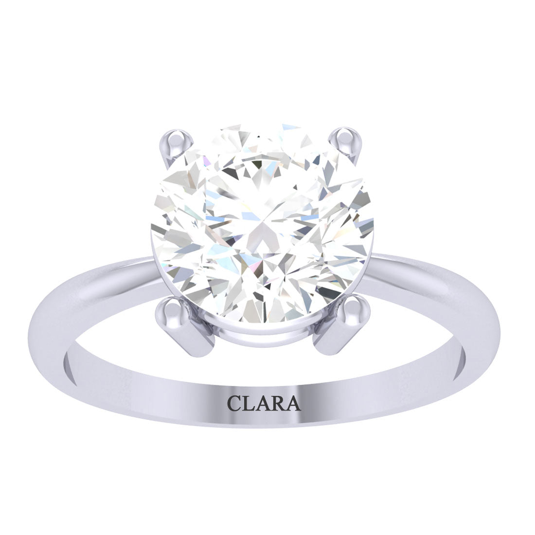 Clara 92.5 Sterling Silver White Gold Plated Round Brilliant Diamond Cut  Zirconia Solitaire Ring For Women & Girls