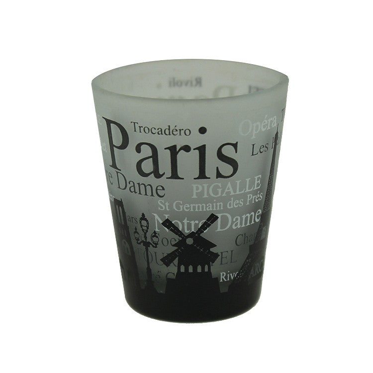 Paris France Black Landmarks Collage Shot Glass