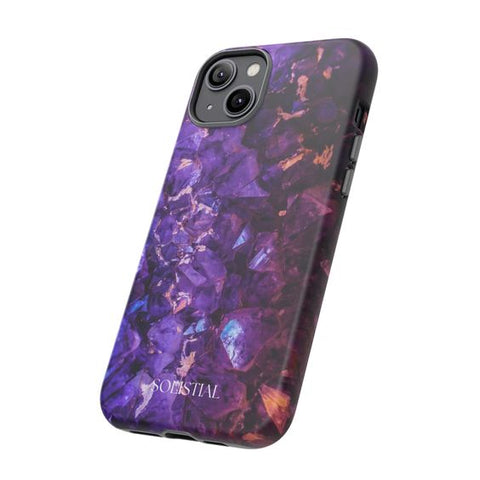 amethyst phone case for iphone, for samsung, purple tough phone case, crystal gemstones phone case, phone accessory, phone cover, aesthetic amethyst phone case