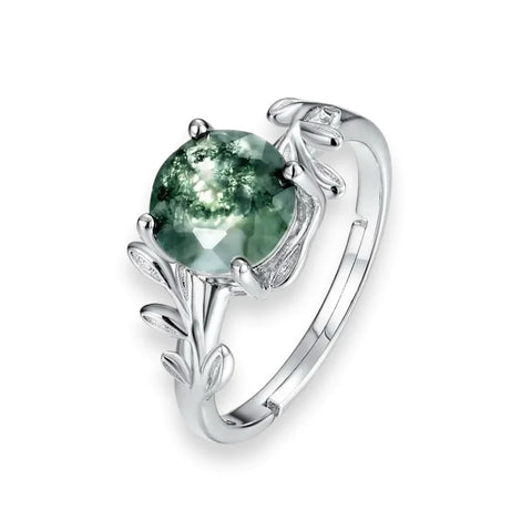 moss agate engagement rings